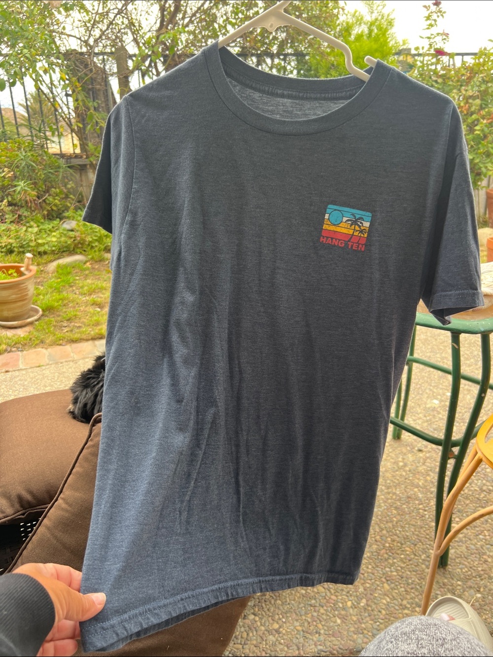 Hang Ten Men's Short Sleeve Tee in Charcoal with Multicolor Chest Graphic